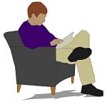 View Larger Image of Man reading in chair