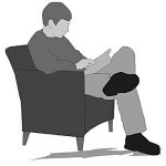 View Larger Image of Man reading in chair