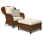 View Larger Image of Palmetto wicker armchair and ottoman
